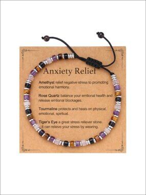 Natural Crystal Gemstone Beaded Bracelet Adjustable Sliding Knot Gift